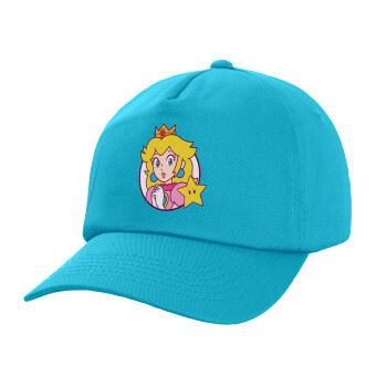 Princess Peach, Καπέλο παιδικό Baseball, 100% Βαμβακερό Twill, Γαλάζιο (ΒΑΜΒΑΚΕΡΟ, ΠΑΙΔΙΚΟ, UNISEX, ONE SIZE)
