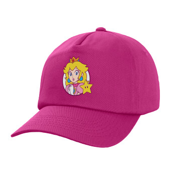 Princess Peach, Καπέλο παιδικό Baseball, 100% Βαμβακερό Twill, Φούξια (ΒΑΜΒΑΚΕΡΟ, ΠΑΙΔΙΚΟ, UNISEX, ONE SIZE)