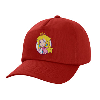 Princess Peach, Children's Baseball Cap, 100% Cotton Twill, Red (COTTON, CHILDREN'S, UNISEX, ONE SIZE)