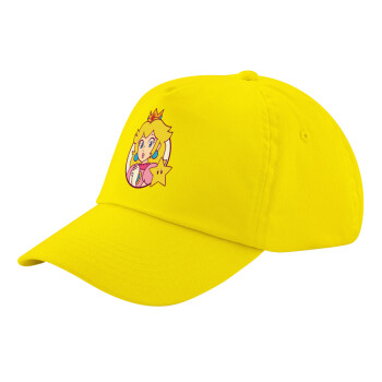 Princess Peach, Child's Baseball Cap, 100% Cotton Twill, Yellow (COTTON, CHILD, UNISEX, ONE SIZE)