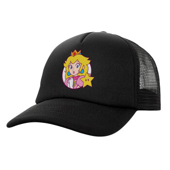 Princess Peach, Καπέλο Ενηλίκων Soft Trucker με Δίχτυ Μαύρο (POLYESTER, ΕΝΗΛΙΚΩΝ, UNISEX, ONE SIZE)