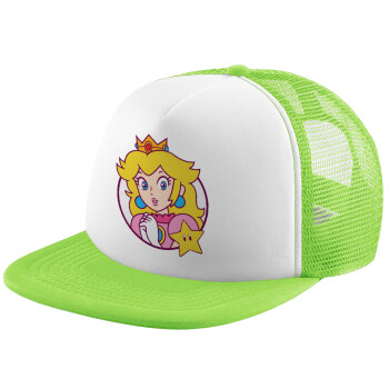 Princess Peach, Καπέλο Ενηλίκων Soft Trucker με Δίχτυ ΠΡΑΣΙΝΟ/ΛΕΥΚΟ (POLYESTER, ΕΝΗΛΙΚΩΝ, ONE SIZE)