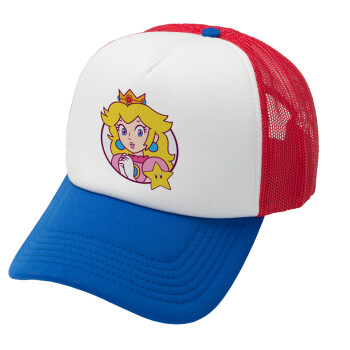Princess Peach, Καπέλο Ενηλίκων Soft Trucker με Δίχτυ Red/Blue/White (POLYESTER, ΕΝΗΛΙΚΩΝ, UNISEX, ONE SIZE)