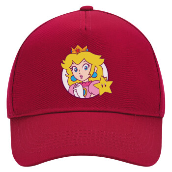 Princess Peach, Καπέλο Ενηλίκων Ultimate ΚΟΚΚΙΝΟ, (100% ΒΑΜΒΑΚΕΡΟ DRILL, ΕΝΗΛΙΚΩΝ, UNISEX, ONE SIZE)