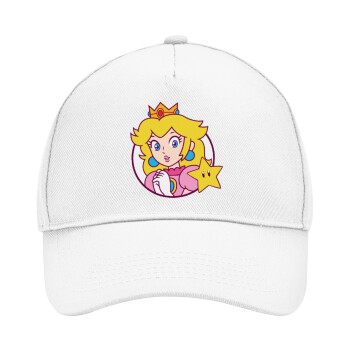 Princess Peach, Καπέλο Ενηλίκων Baseball, Drill, Λευκό (100% ΒΑΜΒΑΚΕΡΟ, ΕΝΗΛΙΚΩΝ, UNISEX, ONE SIZE)