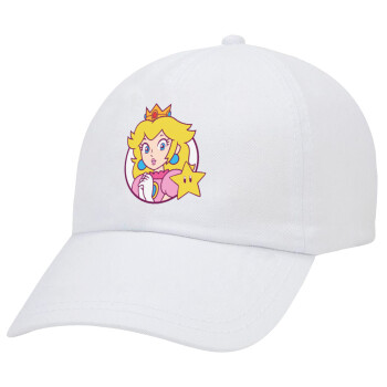 Princess Peach, Καπέλο Ενηλίκων Baseball Λευκό 5-φύλλο (POLYESTER, ΕΝΗΛΙΚΩΝ, UNISEX, ONE SIZE)