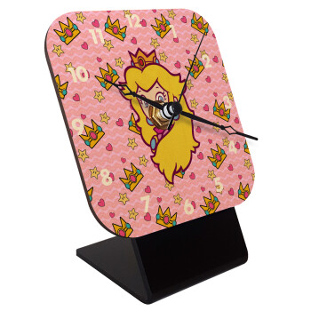 Princess Peach, Quartz Table clock in natural wood (10cm)
