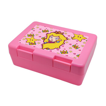 Princess Peach, Παιδικό δοχείο κολατσιού ΡΟΖ 185x128x65mm (BPA free πλαστικό)