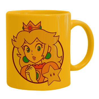 Princess Peach, Ceramic coffee mug yellow, 330ml (1pcs)