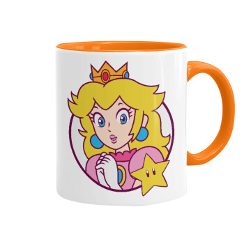 Princess Peach, Κούπα χρωματιστή πορτοκαλί, κεραμική, 330ml