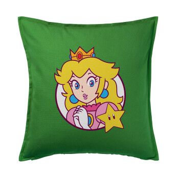 Princess Peach, Μαξιλάρι καναπέ Πράσινο 100% βαμβάκι, περιέχεται το γέμισμα (50x50cm)