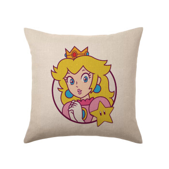 Princess Peach, Μαξιλάρι καναπέ ΛΙΝΟ 40x40cm περιέχεται το  γέμισμα