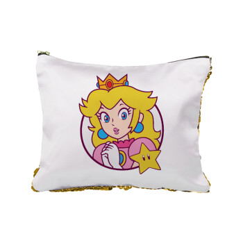 Princess Peach, Sequin Gold Pouch Cosmetic Bag