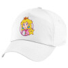 Children's Baseball Cap, 100% Cotton Twill, White (COTTON, CHILDREN'S, UNISEX, ONE SIZE)