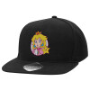 Adult Flat Snapback Hat Black, (100% COTTON TWILL, ADULT, UNISEX, ONE SIZE)