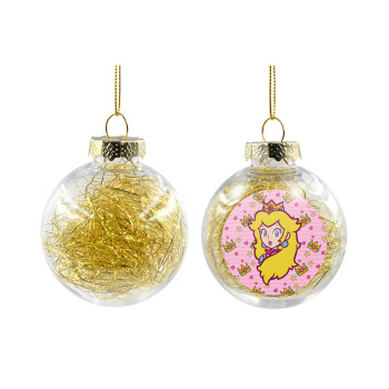 Princess Peach, Χριστουγεννιάτικη μπάλα δένδρου διάφανη με χρυσό γέμισμα 8cm