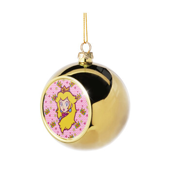 Princess Peach, Golden Christmas tree ball ornament 8cm