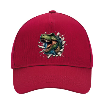 Dinosaur break wall, Adult Ultimate Hat RED, (100% COTTON DRILL, ADULT, UNISEX, ONE SIZE)