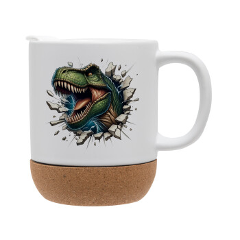 Dinosaur break wall, Ceramic coffee mug Cork (MAT), 330ml (1pcs)