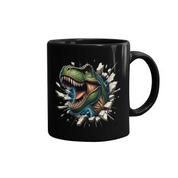 Dinosaur break wall, Mug black, ceramic, 330ml