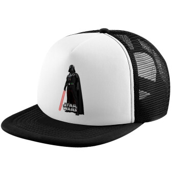 Darth vader, Adult Soft Trucker Hat with Black/White Mesh (POLYESTER, ADULT, UNISEX, ONE SIZE)