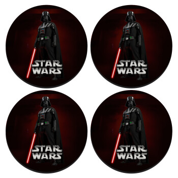 Darth vader, SET of 4 round wooden coasters (9cm)