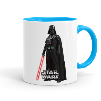 Darth vader, Mug colored light blue, ceramic, 330ml