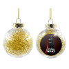 Transparent Christmas tree ball ornament with gold filling 8cm