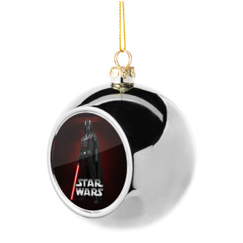 Darth vader, Silver 8cm Christmas tree ball ornament