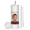 Eco friendly stainless steel tumbler 600ml, with metal straw & cleaning brush