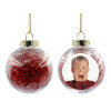 Transparent Christmas tree ball ornament with red filling 8cm