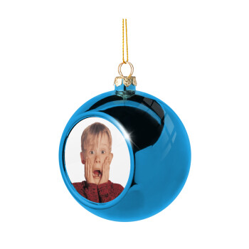 Μόνος στο σπίτι Kevin McCallister Shocked, Blue Christmas tree ball ornament 8cm