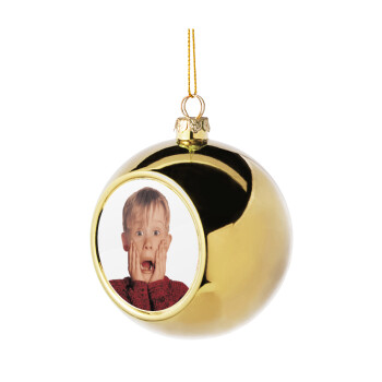 Μόνος στο σπίτι Kevin McCallister Shocked, Χριστουγεννιάτικη μπάλα δένδρου Χρυσή 8cm