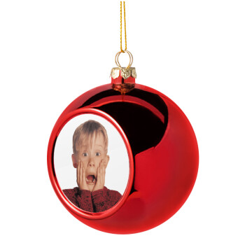 Μόνος στο σπίτι Kevin McCallister Shocked, Χριστουγεννιάτικη μπάλα δένδρου Κόκκινη 8cm