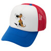 Adult Soft Trucker Hat with Red/Blue/White Mesh (POLYESTER, ADULT, UNISEX, ONE SIZE)