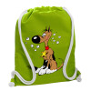 Backpack bag GYMBAG LIME GREEN, with pocket (40x48cm) & thick cords