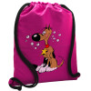 Backpack pouch GYMBAG Fuchsia, with pocket (40x48cm) & thick cords