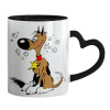 Mug heart black handle, ceramic, 330ml