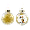 Transparent Christmas tree ball ornament with gold filling 8cm