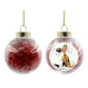 Transparent Christmas tree ball ornament with red filling 8cm