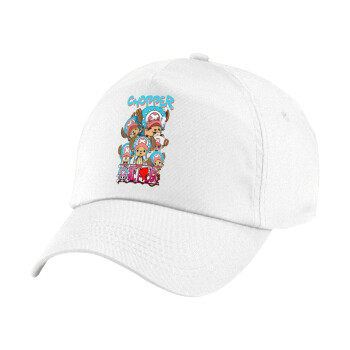 Chopper One Piece, Children's Baseball Cap, 100% Cotton Twill, White (COTTON, CHILDREN'S, UNISEX, ONE SIZE)