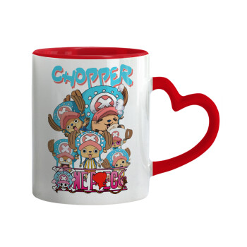 Chopper One Piece, Mug heart red handle, ceramic, 330ml