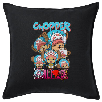 Chopper One Piece, Μαξιλάρι καναπέ Μαύρο 100% βαμβάκι, περιέχεται το γέμισμα (50x50cm)