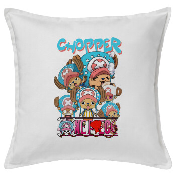 Chopper One Piece, Μαξιλάρι καναπέ ΛΕΥΚΟ 100% βαμβάκι, περιέχεται το γέμισμα (50x50cm)