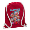 Backpack pouch GYMBAG Red, with pocket (40x48cm) & thick cords