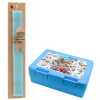 Easter Set, children's snack container BLUE & Easter aromatic flat candle (30cm) (TURQUOISE)