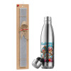 Easter Set, metallic stainless thermos flask (500ml) & scented flat Easter candle (30cm) (GRAY)