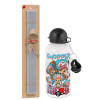 Easter Set, metallic aluminum water bottle (500ml) & aromatic flat Easter candle (30cm) (GRAY)