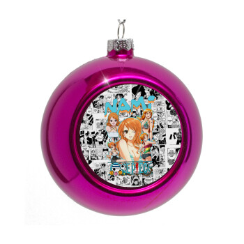 Nami One Piece, Purple Christmas tree ornament bauble 8cm