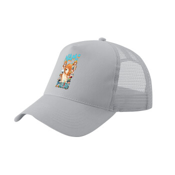 Nami One Piece, Adult Structured Trucker Hat, with Mesh, GRAY (100% COTTON, ADULT, UNISEX, ONE SIZE)